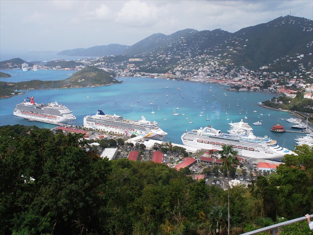 Carnival Dream, Norwegian Pearl<br/>and Sea Princess in St. Thomas Carnival Dream, Norwegian Pearl<br/>and Sea Princess in St. Thomas