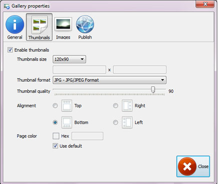 Properties window : Free SlideShow Maker